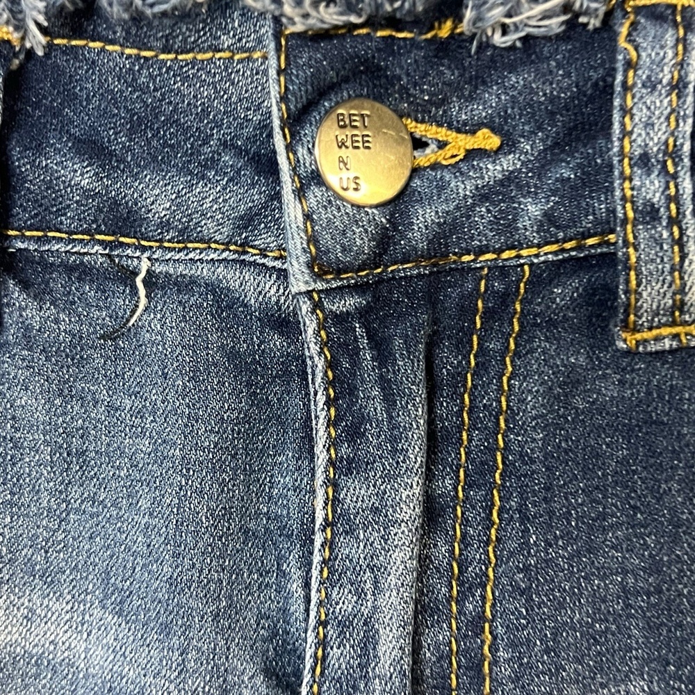 Between Us Jeans Size 3 Blue High Rise Distressed Ripped Fringe 90s Retro Boho - Picture 7 of 11